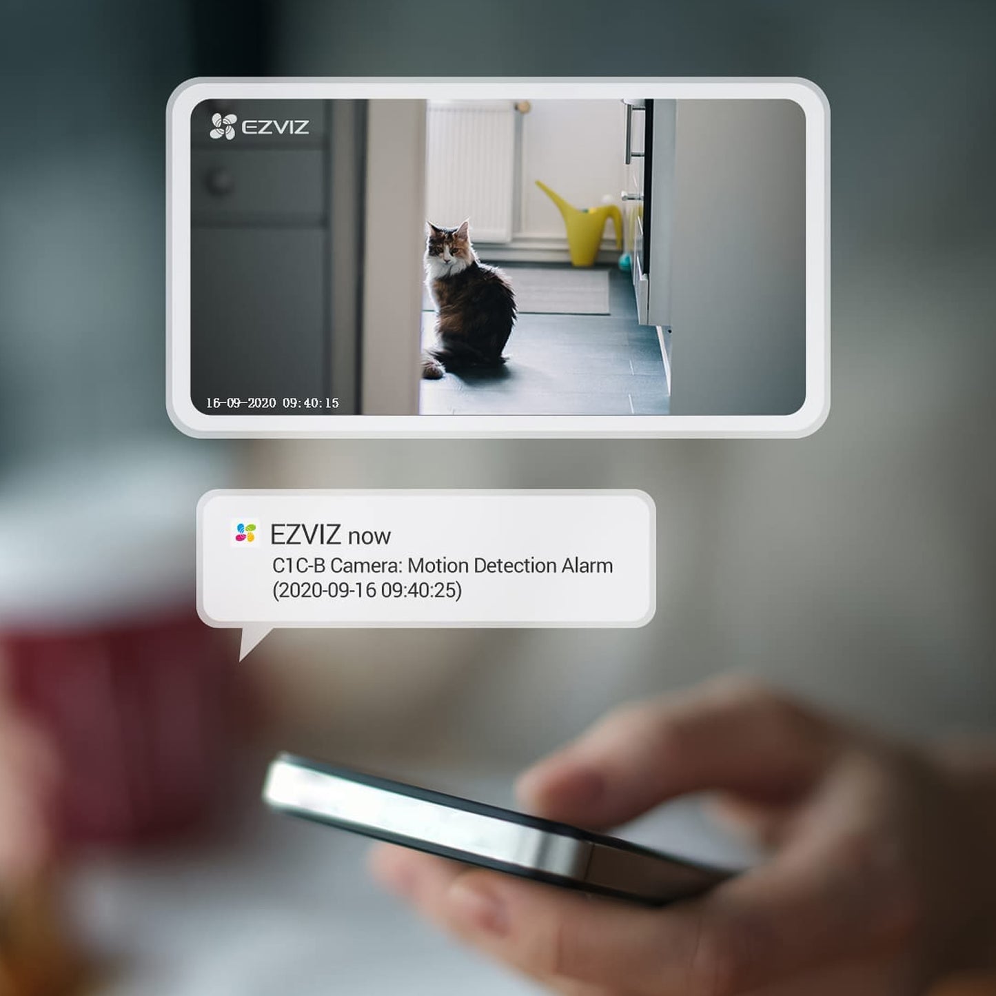 Ezviz C1C-B Telecamera Smart Home Wi-Fi 1080p, camera di videosorveglianza da interno con base, visione notturna, avvisi acustici e audio bidirezionale