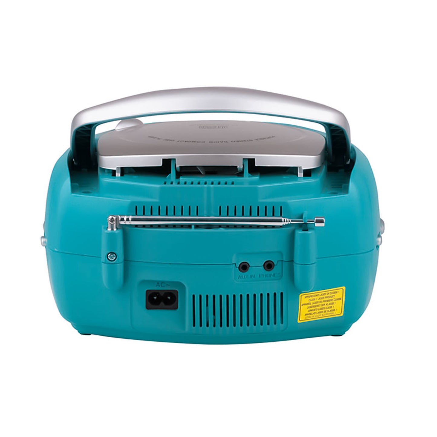 Trevi boombox portable stereo with CD player and aux input, FM radio, turquoise colour