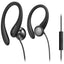 Philips Cuffie con filo per fitness e sport, auricolari con microfono, IPX2 resistenti a sudore e schizzi, supporti orecchio flessibili, comando con pulsante, nero
