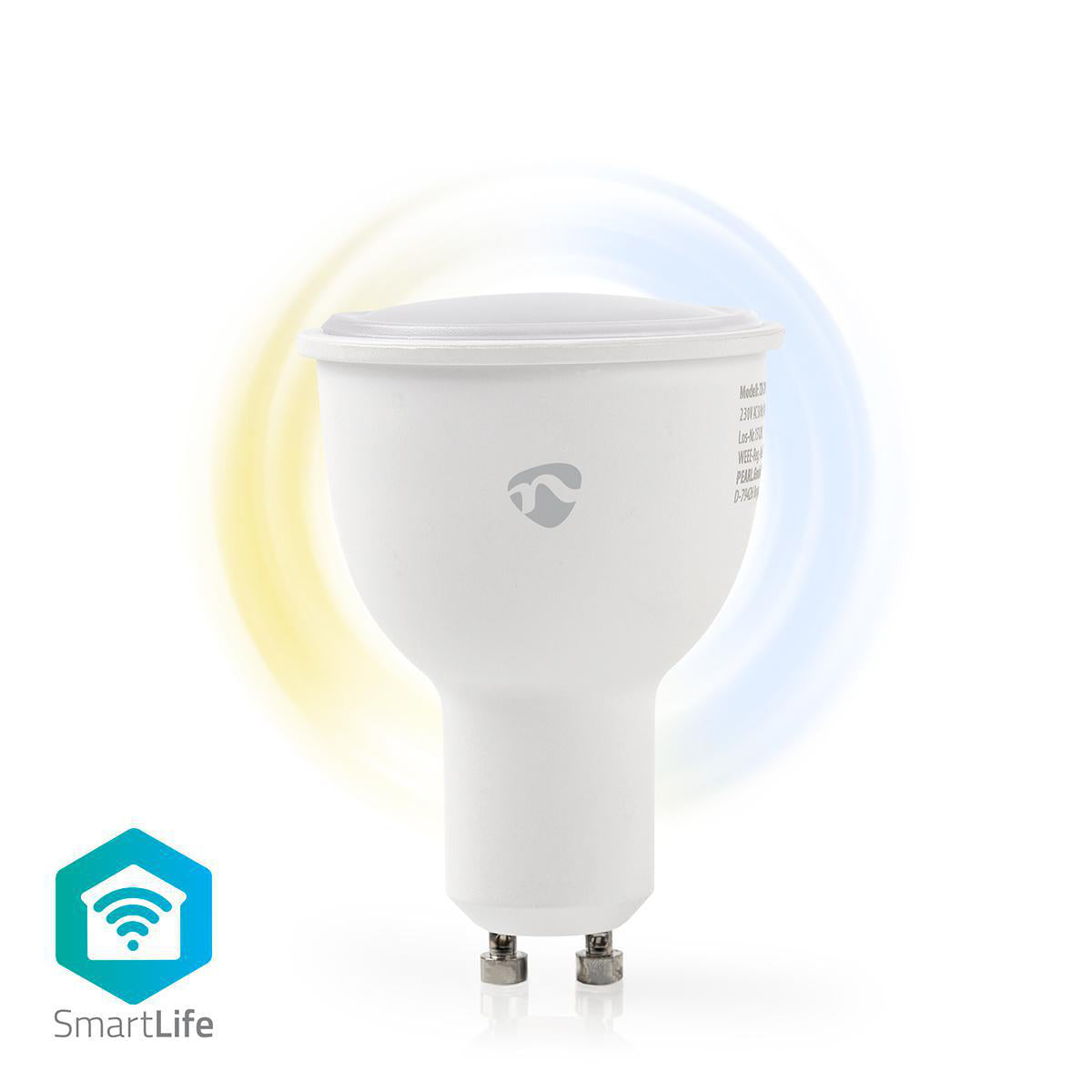 Nedis Adjustable Wi-Fi Smart LED Bulb, Warm to Cold White Light, GU10 Base, Compatible with Amazon Alexa and Google Home