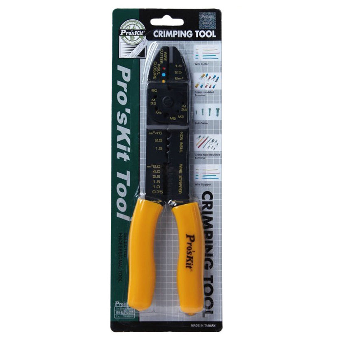 PRO'SKIT Steel crimping tool for insulated terminals, wire strippers and bolt cutters