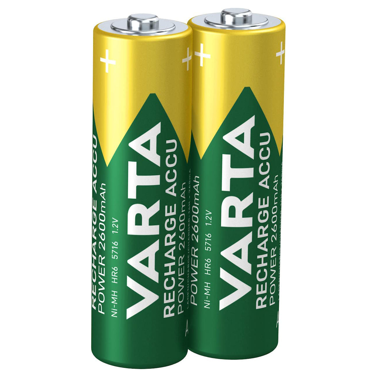 VARTA AA Rechargeable Accu Ready2Use rechargeable batteries pre-charged Mignon Ni-Mh pack of 2 2600mAh - rechargeable without memory effect, ready to use