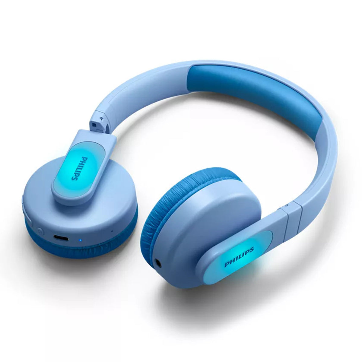 Philips TAK4206BL Wireless Bluetooth over ear headphones for children, colored LEDs, parental app control and 85dB volume limit, soft earcups