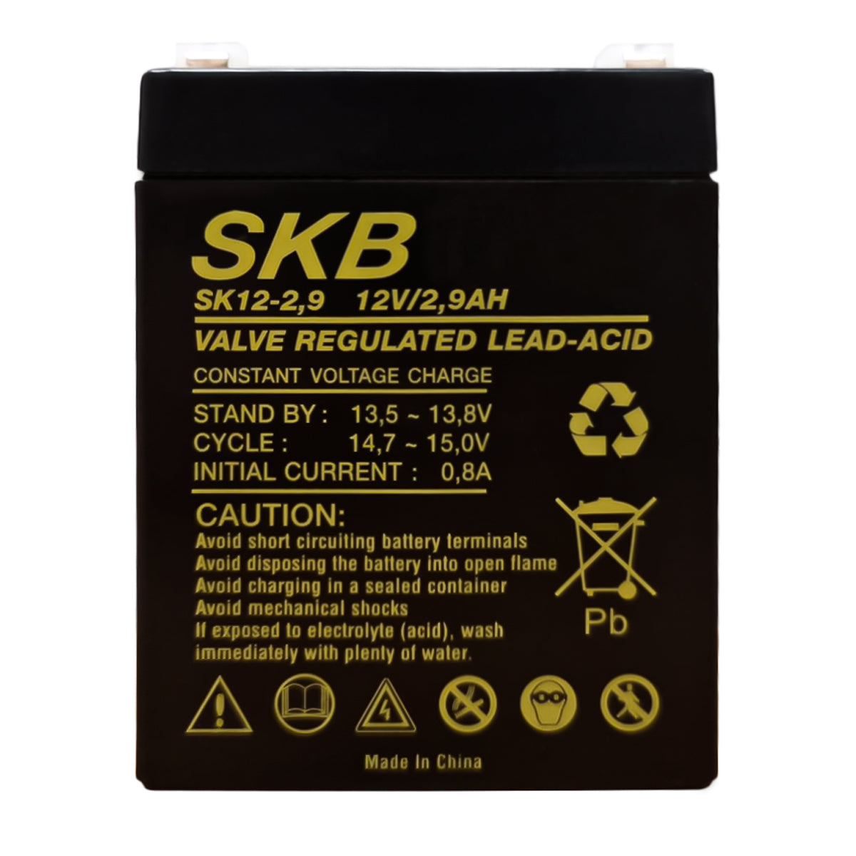 SKB Lead acid battery SK12-2.9 rechargeable battery 12V 2.9AH SK series, AGM flat plate technology regulated with valve