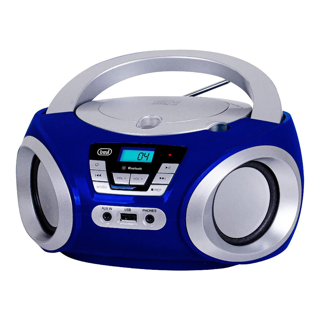 Trevi Stereo portatile boombox, stereo bluetooth con USB, AUX-In e Lettore CD, display LCD