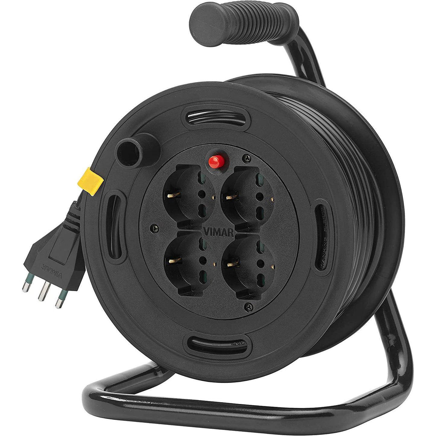 VIMAR Cable reel 16A 230V, with S17 2P+T plug and 4 P40 type universal sockets, 15m long cable, thermal circuit breaker for protection against overload