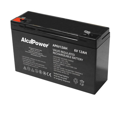 Alcapower Pila batteria Ricaricabile Ermetica 6V, 12Ah, L150xP50xH93 mm 204014