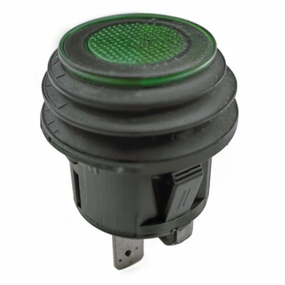 Interruttore pulsante unipolare tasto verde rotondo luminoso 12V