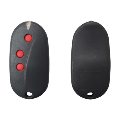 Replacement cover for Be Happy RS3 gate opener remote control, including 3 red buttons and transparent indicator, gray shell