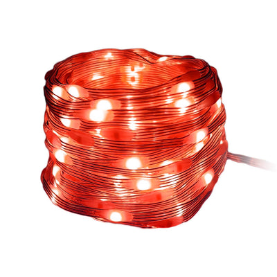 Decoled Outdoor String Lights 300 LED Red Light, LED Nano Bean IP44 Modular Christmas Lights, Waterproof Light Decorations, Transparent Cable