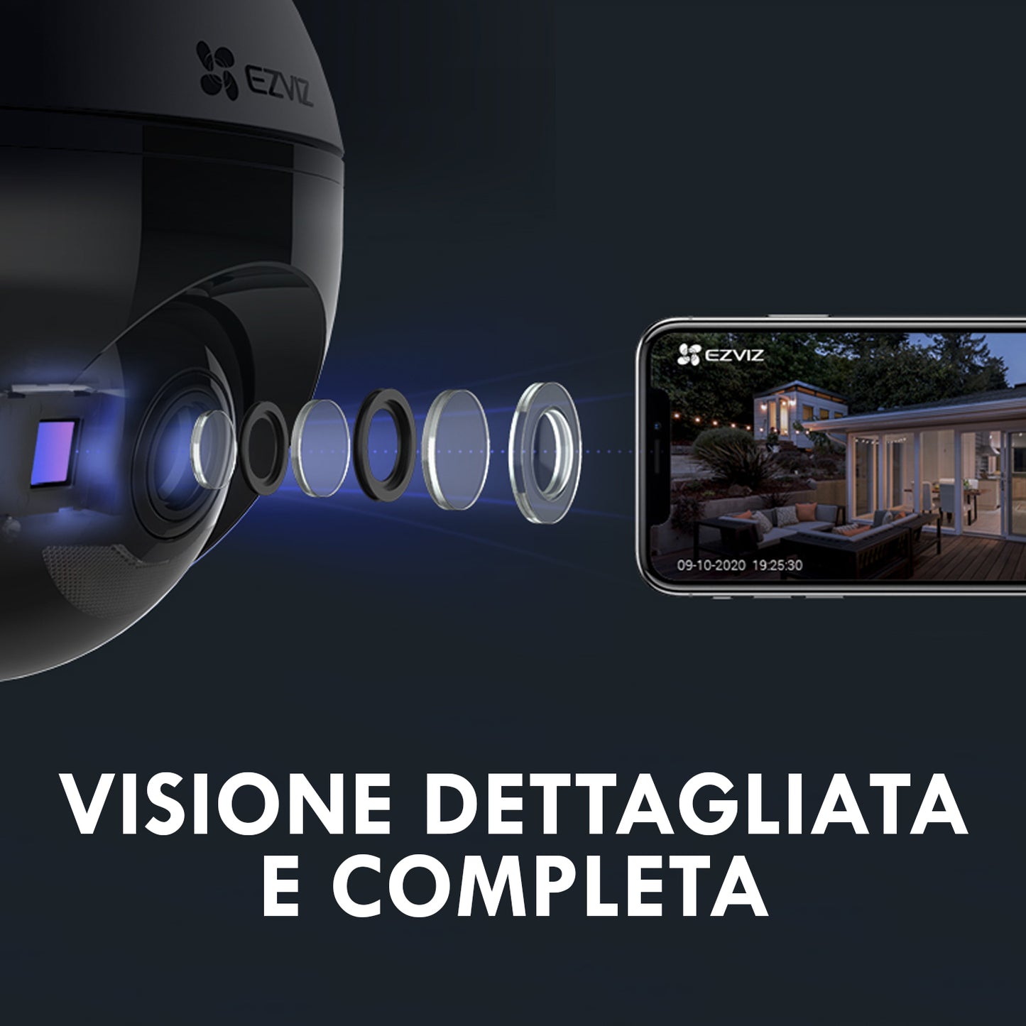 Ezviz C8C Telecamera di videosorveglianza Wi-Fi, videocamera di sicurezza motorizzata, zoom 8X, visione notturna, impermeabile